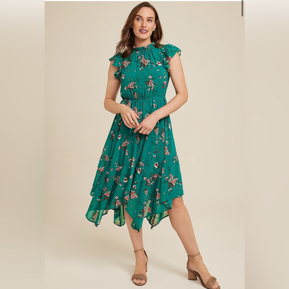 Maurices Floral Green Midi Dress